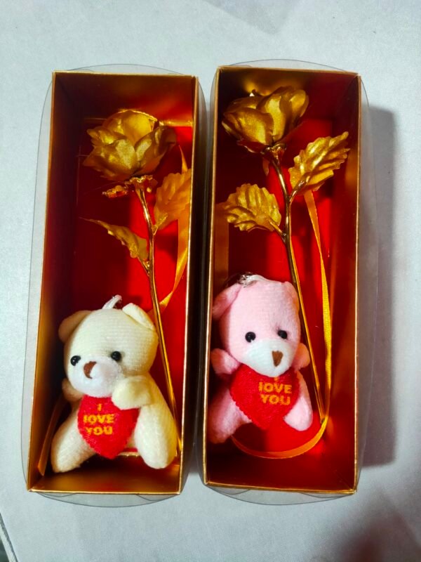 Mini rose with teddy Keychain