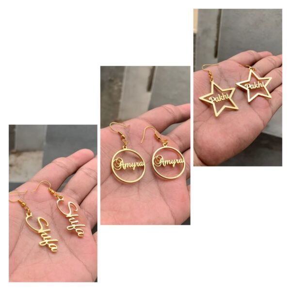 Customized brass name earrings