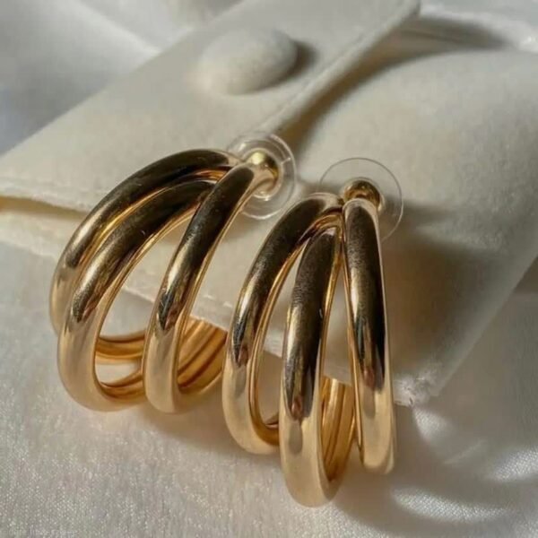 Triple Layered Hoops Earrings - Image 4