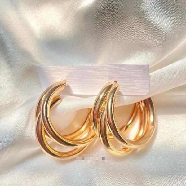 Triple Layered Hoops Earrings - Image 2