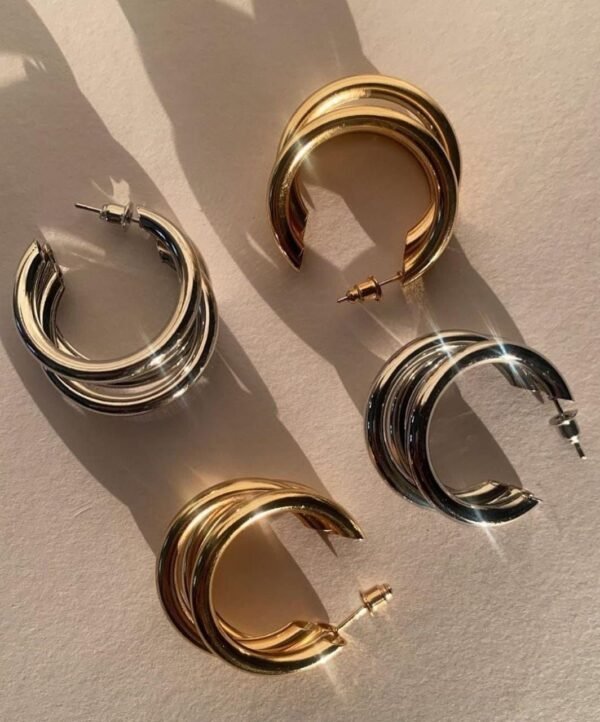 Triple Layered Hoops Earrings - Image 5