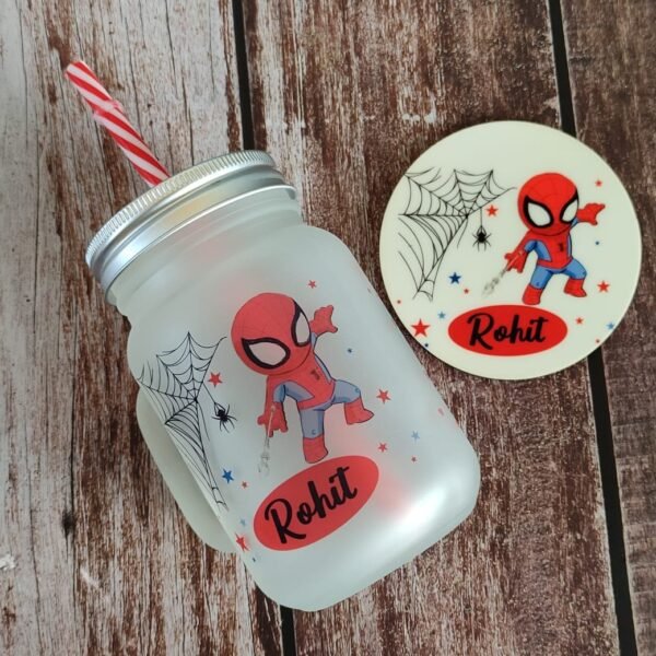 Frosted masan jar + coaster combo