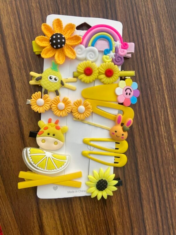 14 hair clips card set