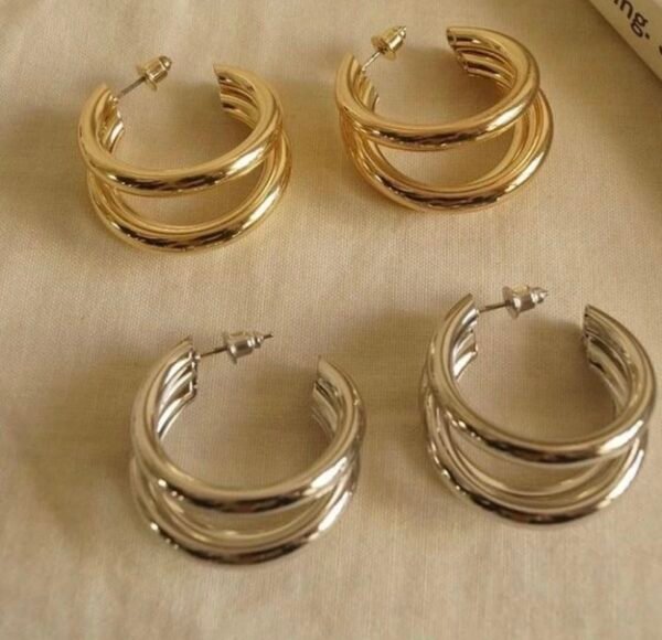 Triple Layered Hoops Earrings - Image 3