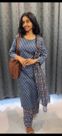 Plazo Dupatta Set in Navy Blue