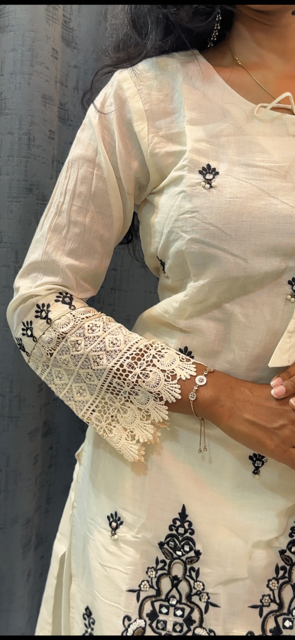 Ishq Wala Safed :- Heavy work Pure Cotton Set - Image 2