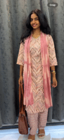 Baby pink lining dupatta Set