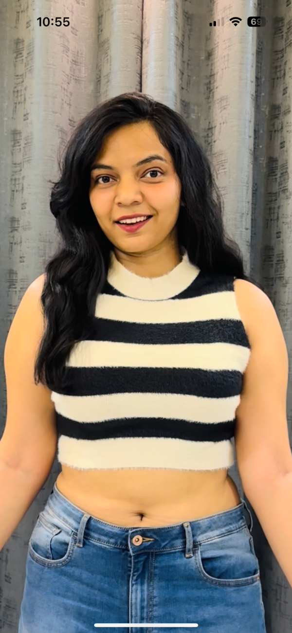 Striped Pattern Crop Tank Knit Top