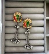 Oxidised Kashmiri multicoloured jhumka