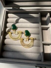 Emerald Arc Statement Drop Earrings
