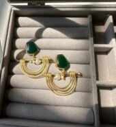 Emerald Arc Statement Drop Earrings