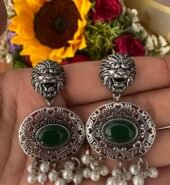 Lioness oxidised earring with Moti !!!